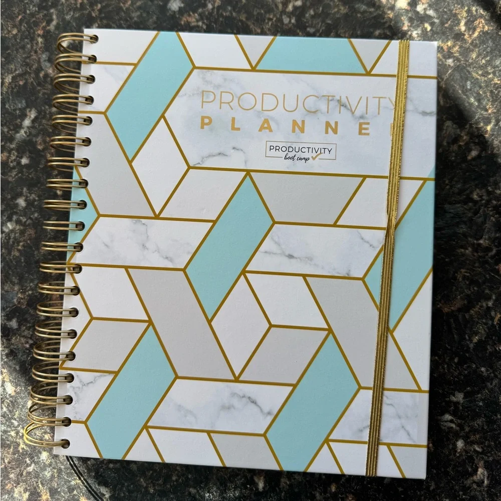 Geometric Productivity Planner with Gold Accents